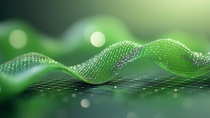 Dynamic nature-inspired wave patterns close-up abstract green graphic visualization