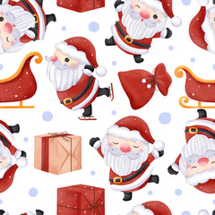 Joyful Winter and Christmas Seamless Pattern