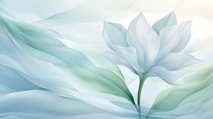 Delicate white lotus flower tranquil nature scene digital art soft background serene aesthetic