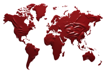 PNG World map red splattered topography.