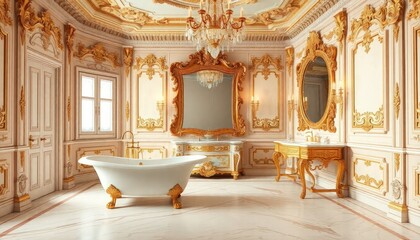 Luxury Bathroom Interior - Luxury Bathroom With Bathtub - Luxury Bathroom Interior With Bathtub - Rococo
