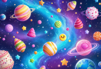 Naklejka premium seamless pattern of planets