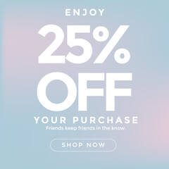 Sale banner 25% off, Social media sale banner collection, Vector illustration for social media banners, poster, flyer and newsletter designs, Gradient sale banner	