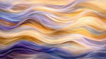 Obraz premium Abstract flowing waves in gold, blue, and purple tones creating a dynamic visual effect.