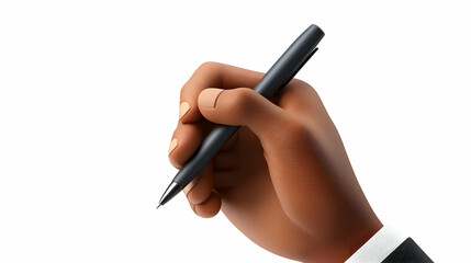 3D Illustration Hand Holding Pen Writing