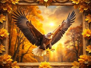 Obraz premium Stunning Bilderrahmen Photo: Golden Frame, Action Shot, Nature's Embrace, Vibrant Colors, Closeup