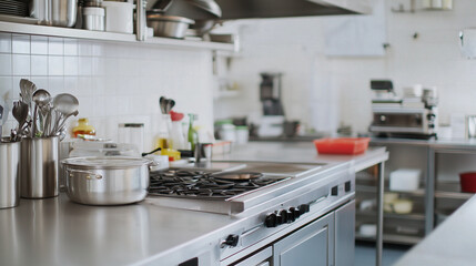 Clean, Modern Kitchen Ready for Action: A sleek, stainless steel kitchen awaits culinary creations. Professional grade appliances, ample counter space.