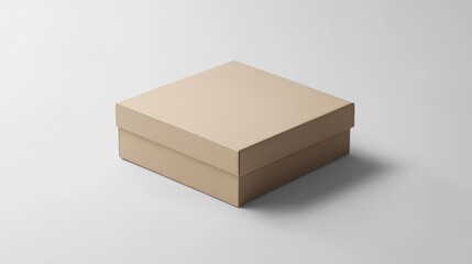 Simple beige cardboard gift box mock up. Ideal for packaging design.