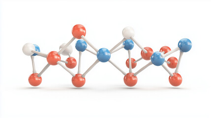 Obraz premium Molecular Structure: Red, Blue, and White Spheres 3D Model 