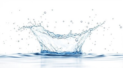 Dynamic water splash on white background, purity concept