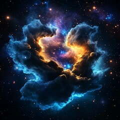 Obraz premium Dark galaxy with bright stars and swirling nebulae, cosmic look