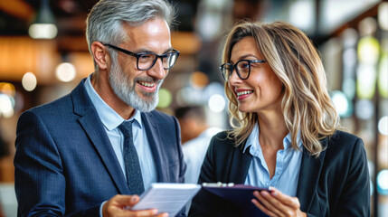 Fototapeta premium Business people working together in modern office, businessmen and in professional brainstorming. Teamwork and communication in corporate meeting. technology.