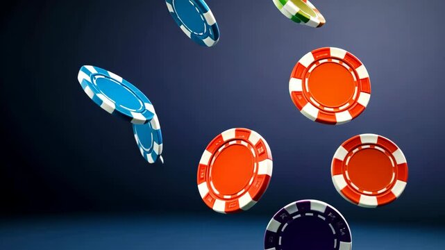A bunch of poker chips are flying through the air