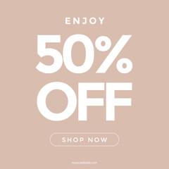 Sale discount banner design. Layout for online shopping, product, promotions, Sale banner  Enjoy 50% off