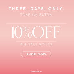 Pink Sale banner up to 10% off Sale square banner template for social media posts, mobile apps, banners design, web or internet ads