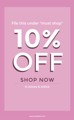 Sale Pink banner to 10% off shop now, Sale banner template offer promo social media vector image, Vector illustration for social media banners, poster, flyer and newsletter designs.