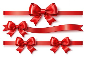 Stylish red ribbons against a white backdrop, ideal for greeting cards, holidays, gifts, and more. A versatile vector illustration for your creative endeavors.