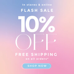 Sale banner 10% off,  Social media sale banner collection, Vector illustration for social media banners, poster, flyer and newsletter designs, Flash sale banner