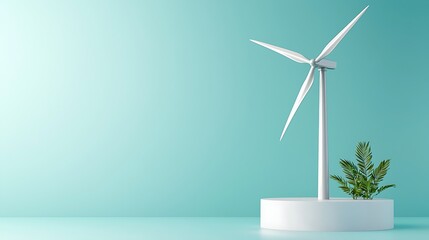 Renewable energy wind turbine model modern studio 3d render clean environment minimalist design