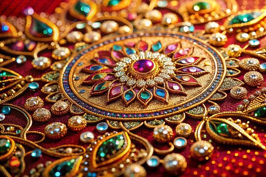 Vintage Indian Islamic Wedding Invitation Card Design: Crystal Abstract Pattern, EPS10 , Worm's Eye View