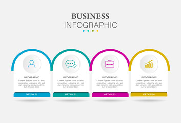 Infographic label template with icons. 4 options or steps. Can be used for presentations, web sites