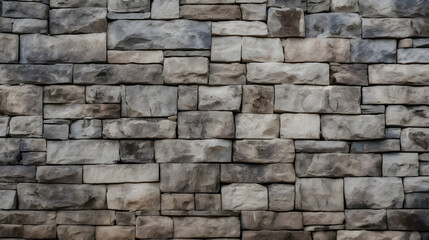 Textured stone wall with natural gray and beige bricks