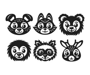 Fototapeta premium set of 6 different cute animal head vector illustrator 