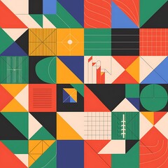 Obraz premium Abstract Geometric Design Featuring Vibrant Colors And Shapes