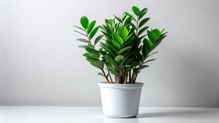 Obraz premium ZZ Plant Minimalist Pot, Isolated White Background, Cutout, Action Shot