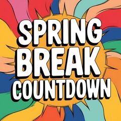 Obraz premium Spring Break Countdown Colorful Sunburst Design