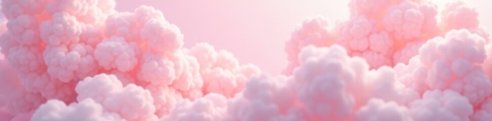 Fototapeta premium Pastel pink and white bokeh with fluffy clouds, soft pink, airy