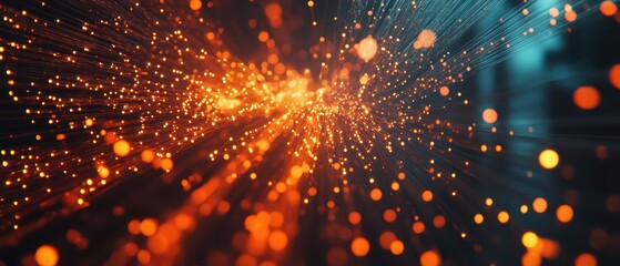 Abstract tech background with fiber optic connections symbolizing quantum computing and global intelligence