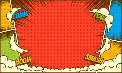comic pop art colorful background template