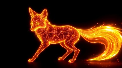 Fototapeta premium Futuristic glowing fox with fire trails.