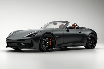 Obraz premium Sleek Black Convertible Sports Car on a Studio Background