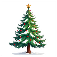 Fototapeta premium Big beautiful christmas tree decorated with beautiful shiny baubles