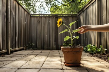 Obraz premium sunflower in a vase or pot
