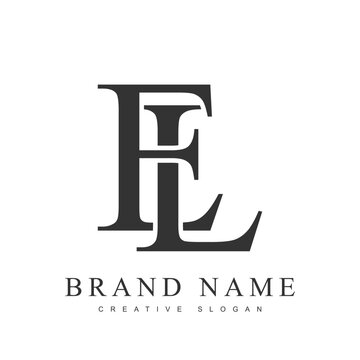 EL trendy logotype template. Initial letter e and l classic font style. Creative logo for company name or identity.