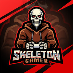 Skeleton gamer esport mascot logo design