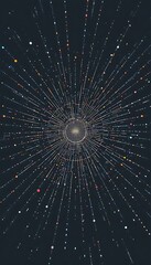 Minimalist abstract starburst patterns using dotted lines