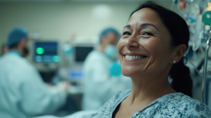 Fototapeta premium A Smiling Patient in a Hospital Room