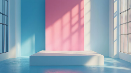 Fototapeta premium Pastel Cube 3D Render Minimalist Background
