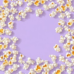Popcorn border on a lilac background.