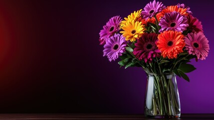 Fototapeta premium Vibrant flower bouquet arrangement studio photography colorful background close-up floral beauty