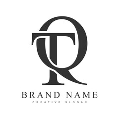 TQ trendy logotype template. Initial letter t and q classic font style. Creative logo for company name or identity.