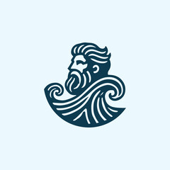 wave poseidon god logo