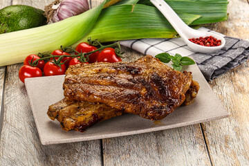 Tasty roasted pork ribs with spices