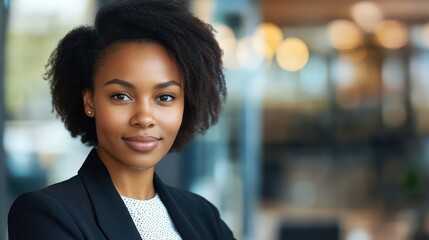 Fototapeta premium A woman with a black jacket and white shirt
