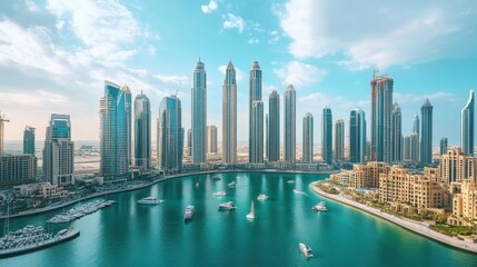 Fototapeta premium A city with a large body of water in the middle