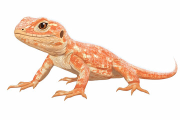 Naklejka premium Orange lizard illustration, side profile, isolated on white.